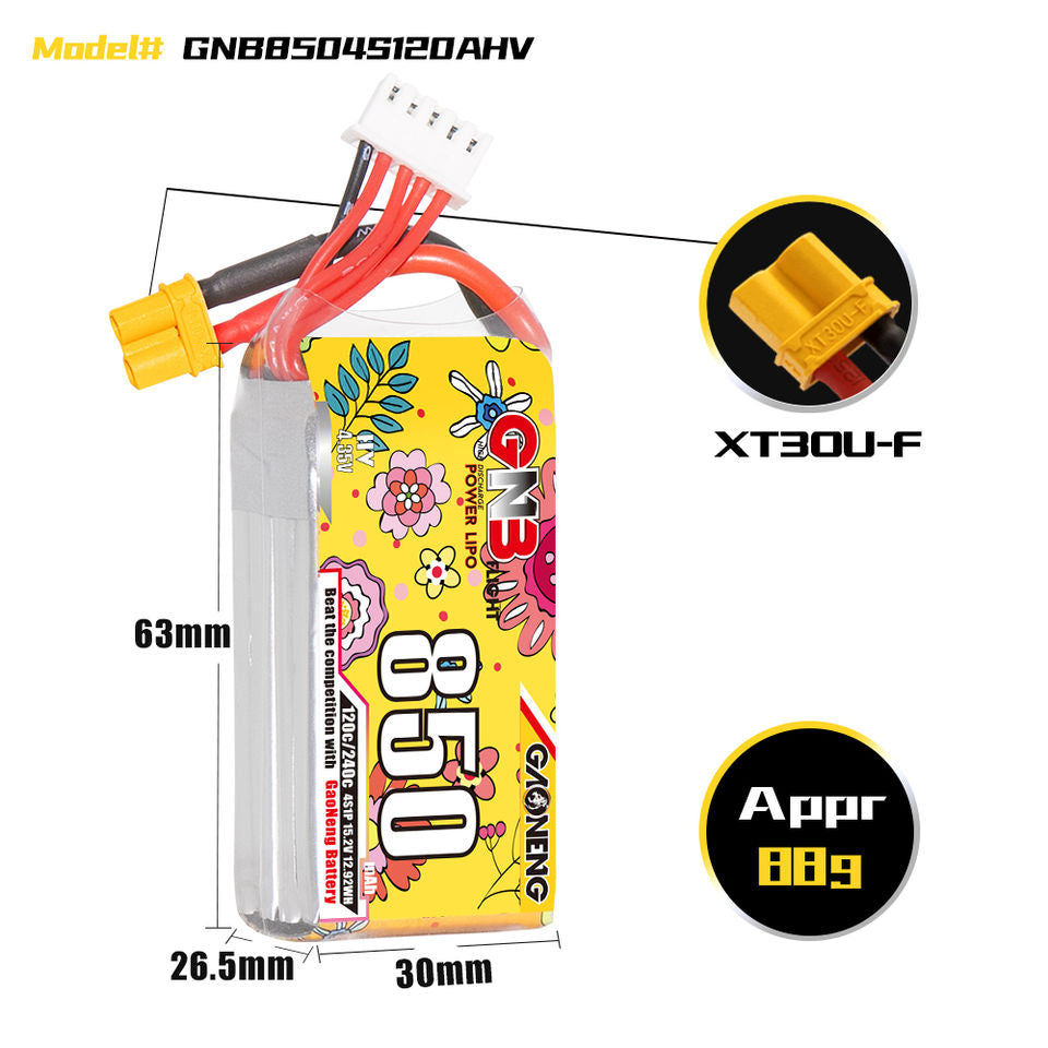 GNB 4S 15.2V 850mAh LiHV Battery 120C