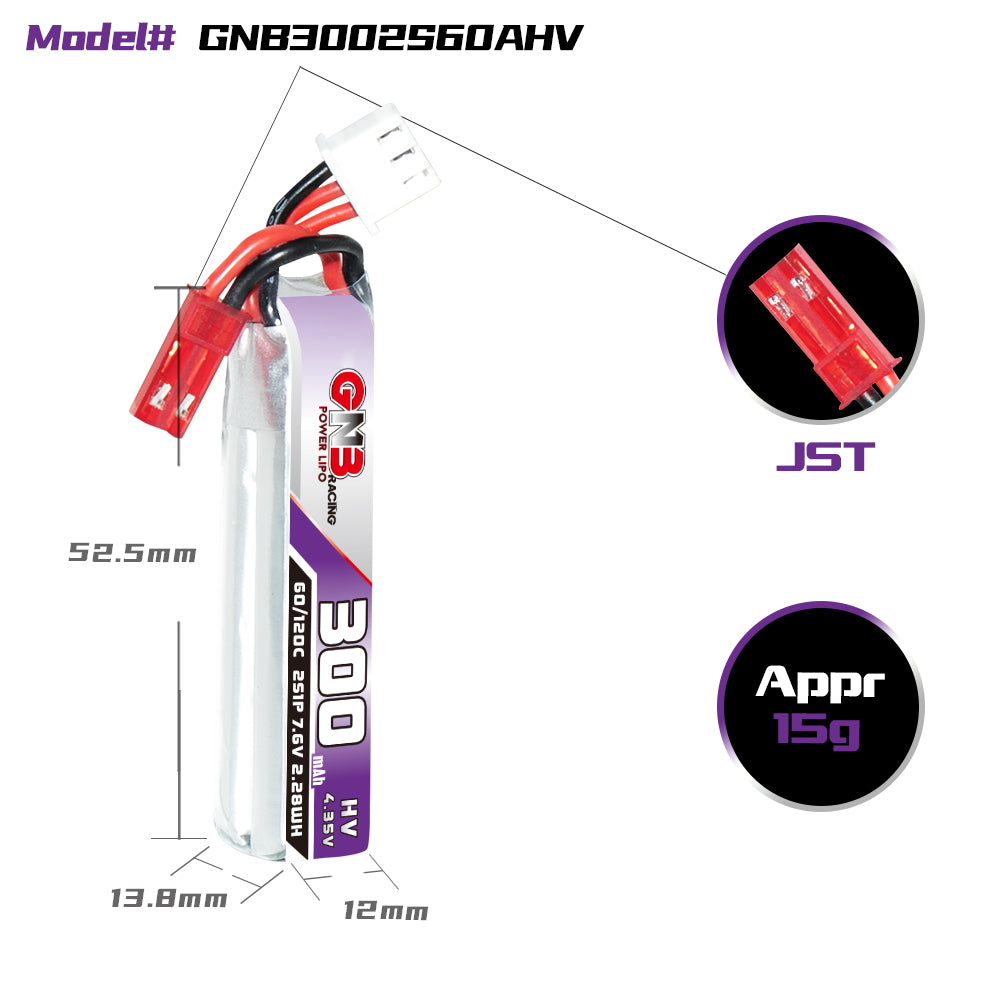 GNB 2S 7.6V 300mAh LiHV Battery 60C